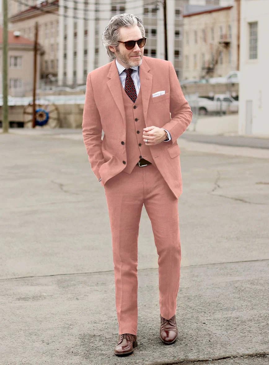 Solbiati Art Du Lin Light Melon Linen Suit - Image 2