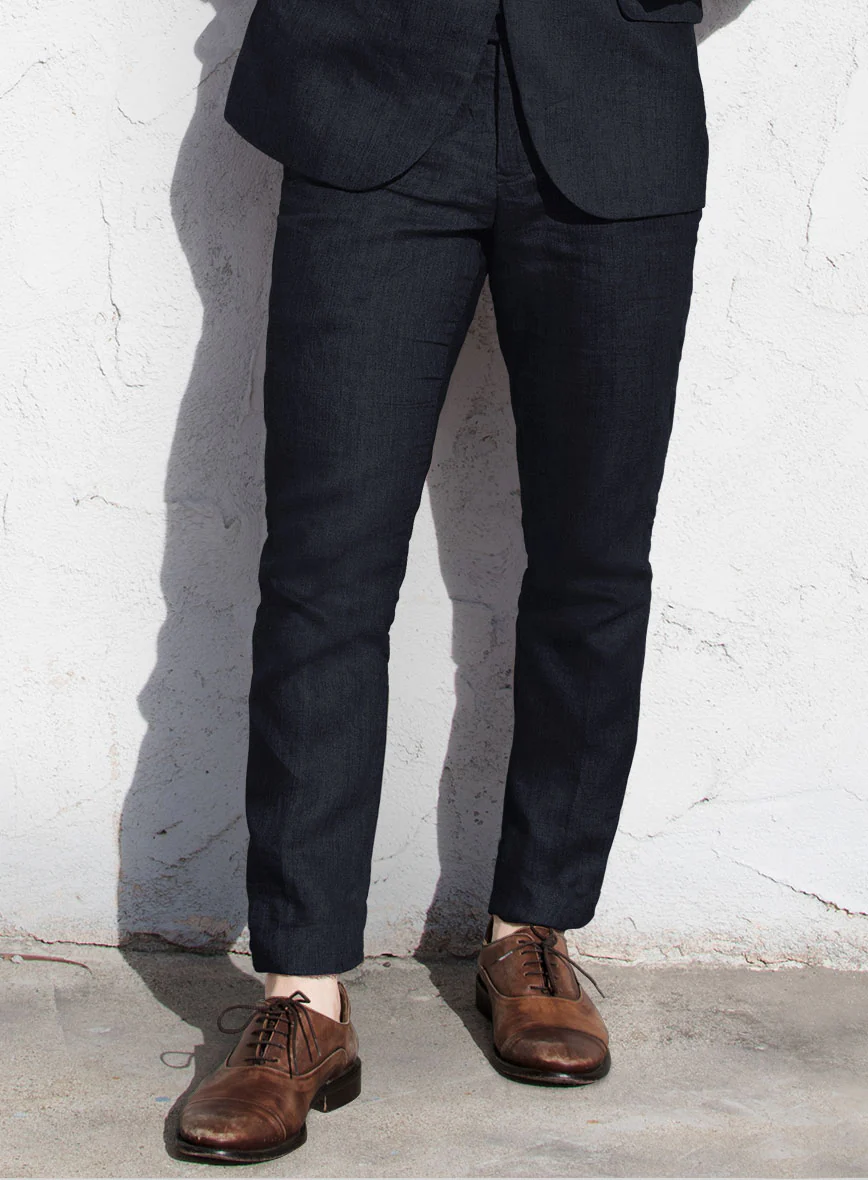 Solbiati Art Du Lin Midnight Blue Linen Pants - Image 2