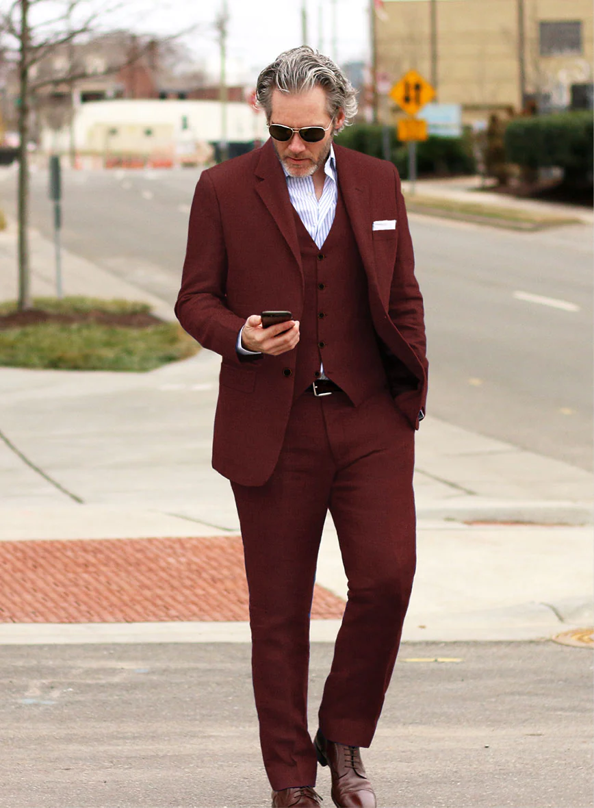 Solbiati Art Du Lin Rustic Red Linen Suit - Image 2