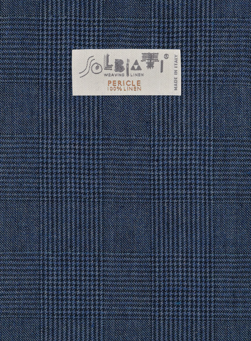 Solbiati Artic Blue Check Linen Pants - Image 3