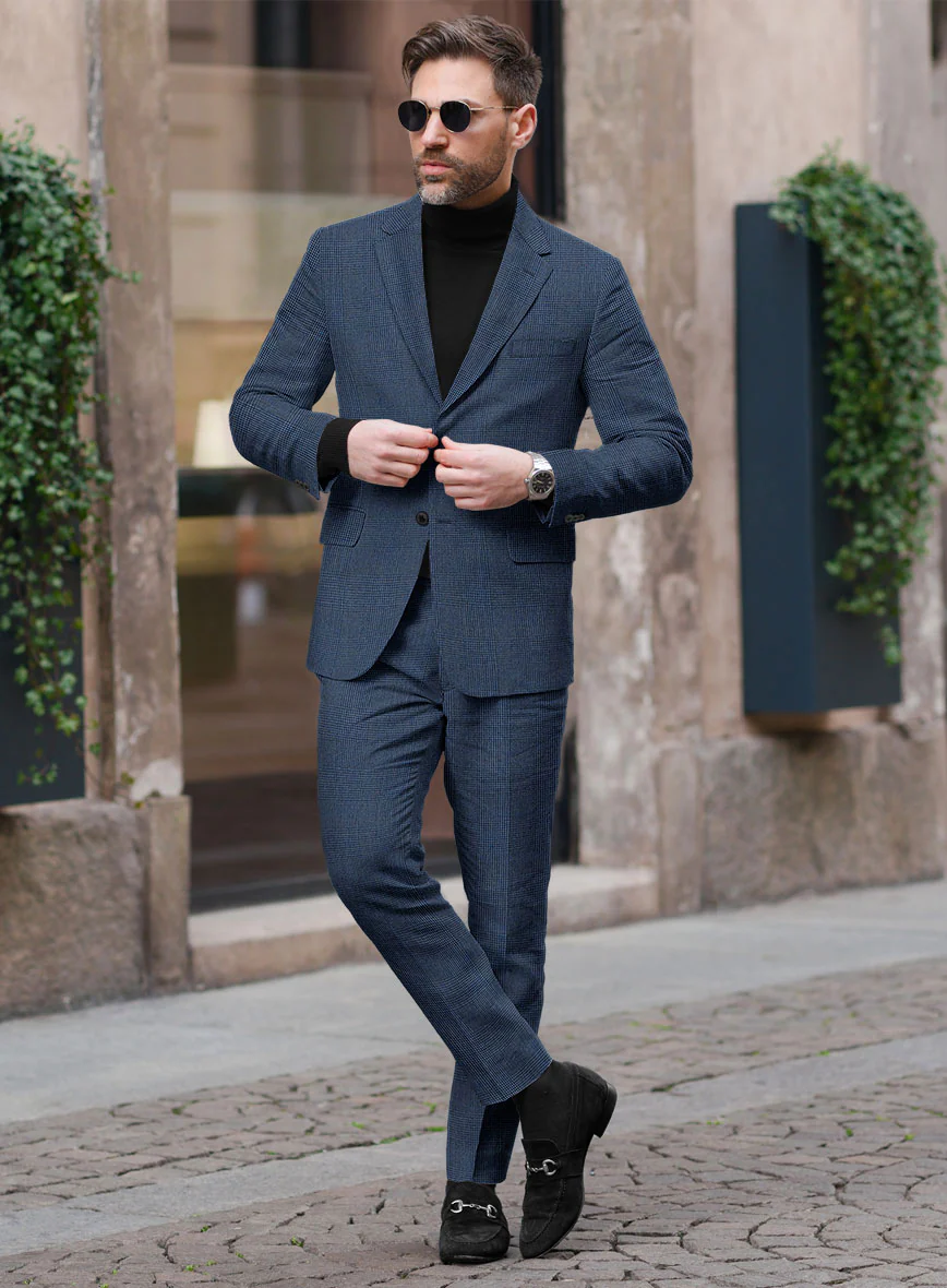 Solbiati Artic Blue Check Linen Suit - Image 2