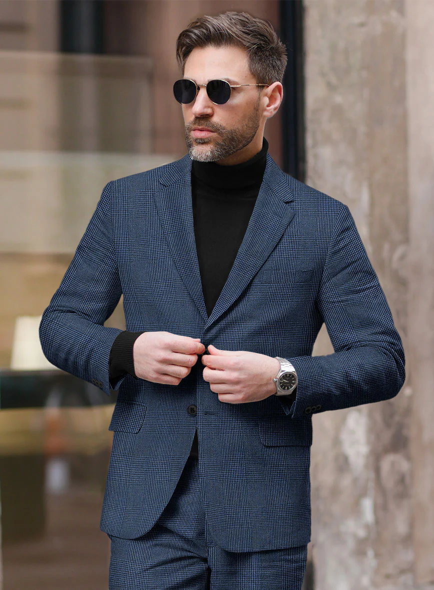 Solbiati Artic Blue Check Linen Suit - Image 4