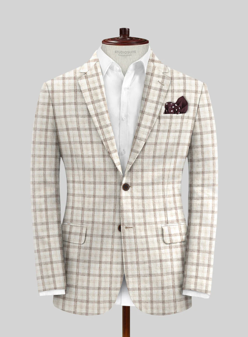 Solbiati Beige Checks Linen Jacket