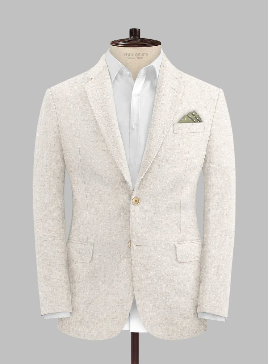 Solbiati Beige Herringbone Linen Jacket