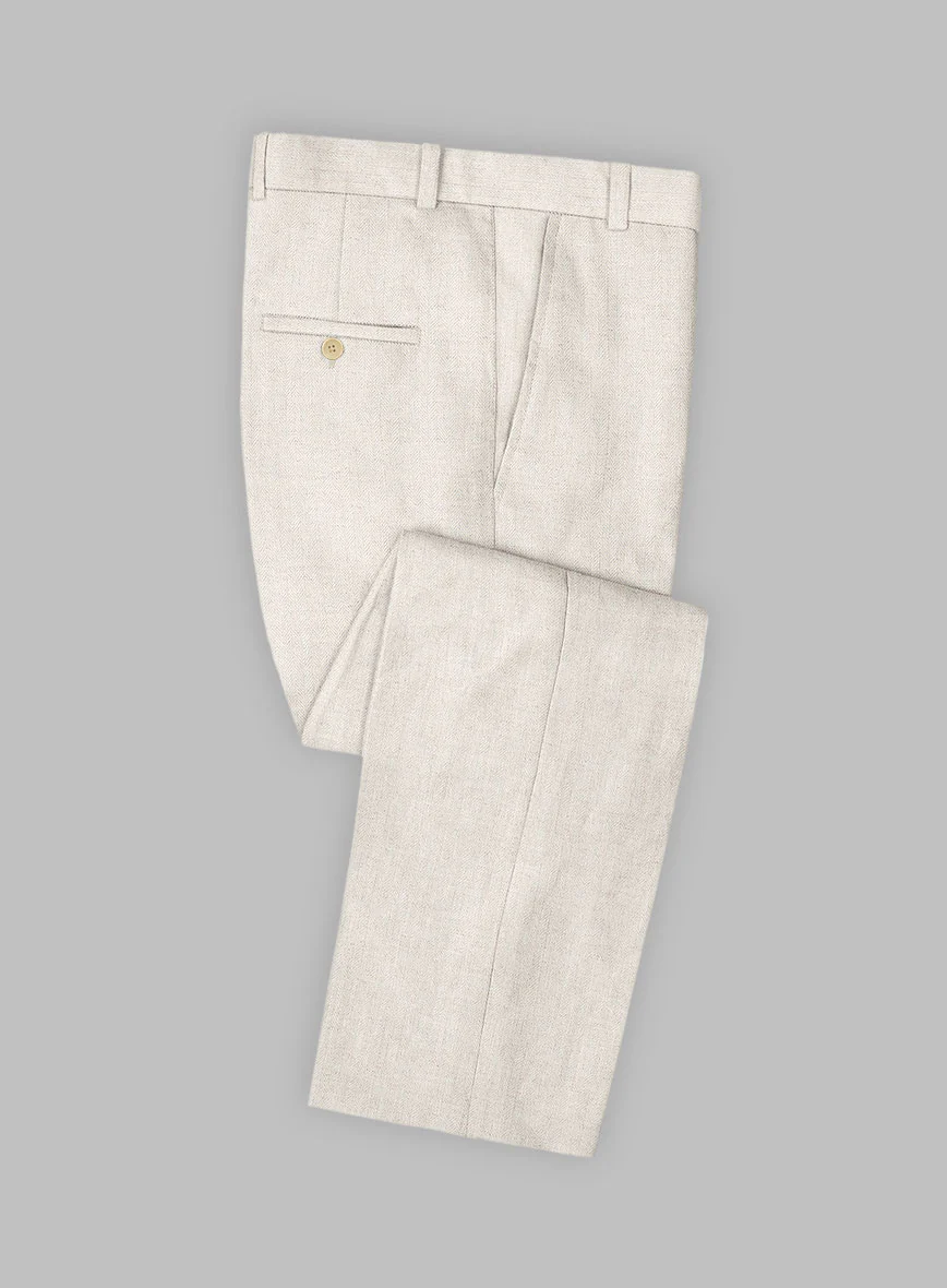 Solbiati Beige Herringbone Linen Pants