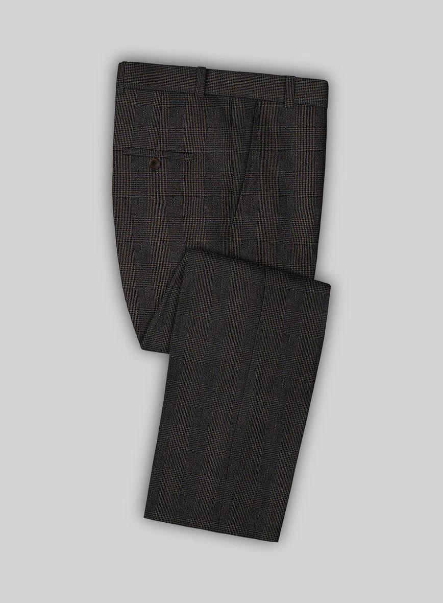 Solbiati Blue Brown Check Linen Pants