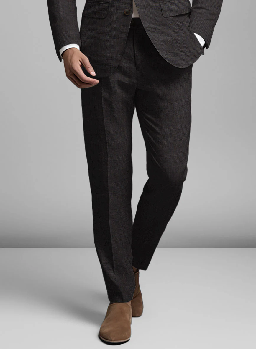 Solbiati Blue Brown Check Linen Pants - Image 2