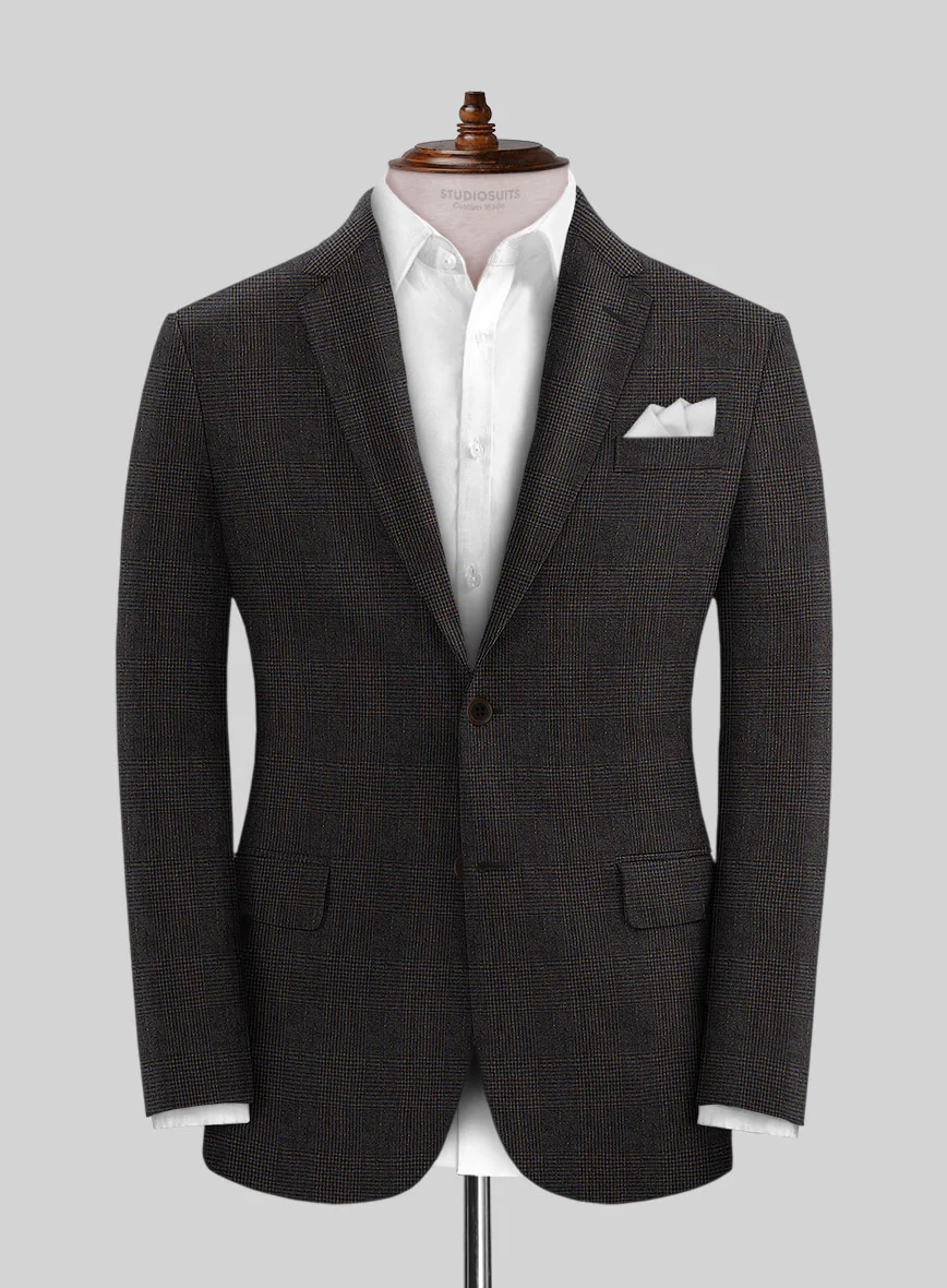 Solbiati Blue Brown Check Linen Suit - Image 3