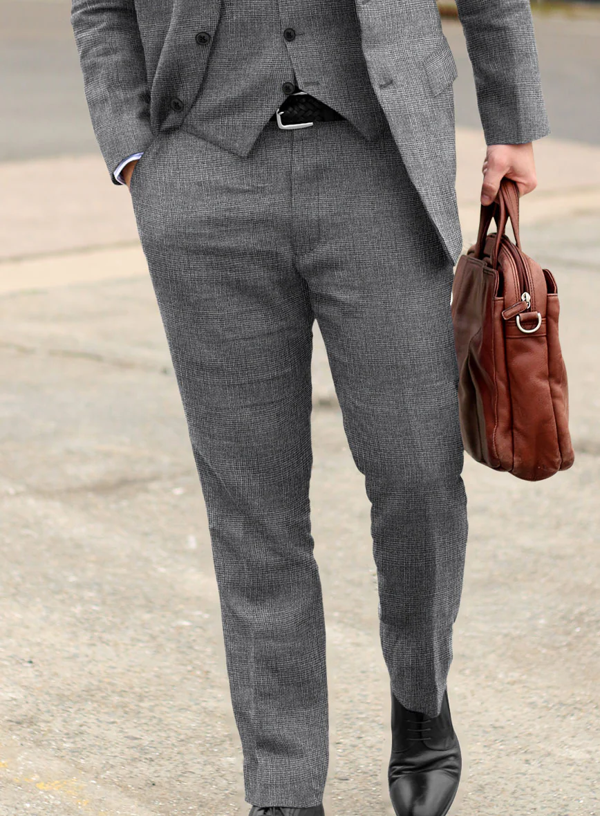 Solbiati Blue Gray Check Linen Pants - Image 2