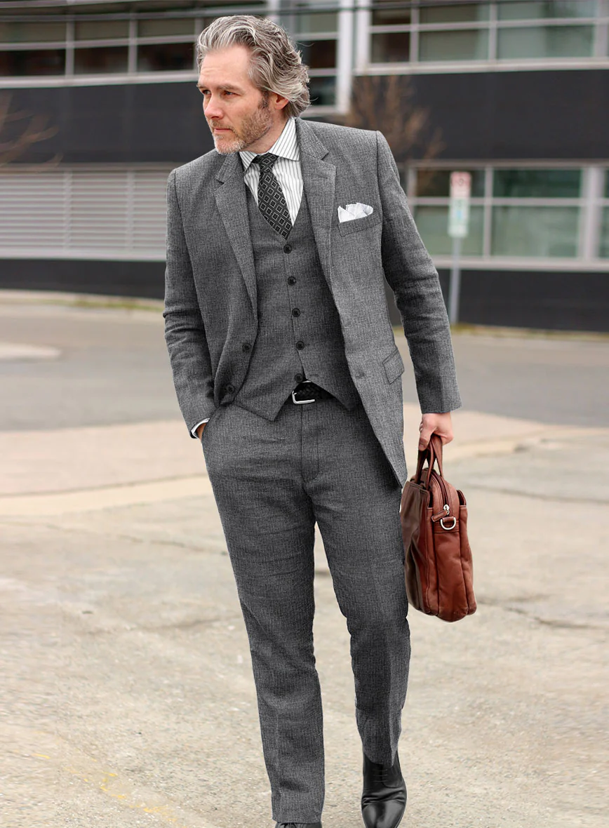 Solbiati Blue Gray Check Linen Suit - Image 2