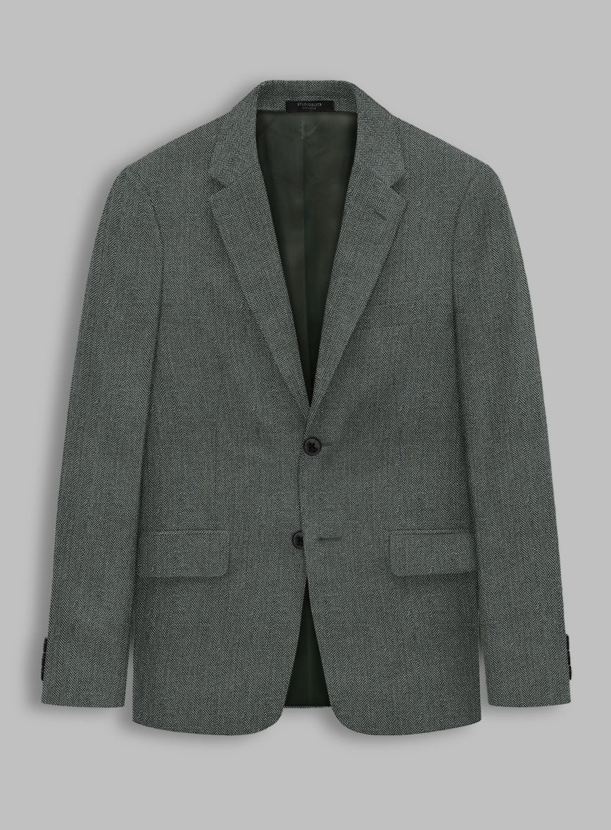 Solbiati Blue Green Herringbone Linen Jacket