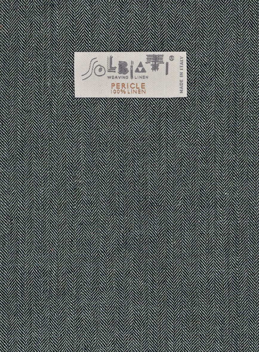 Solbiati Blue Green Herringbone Linen Pants - Image 3