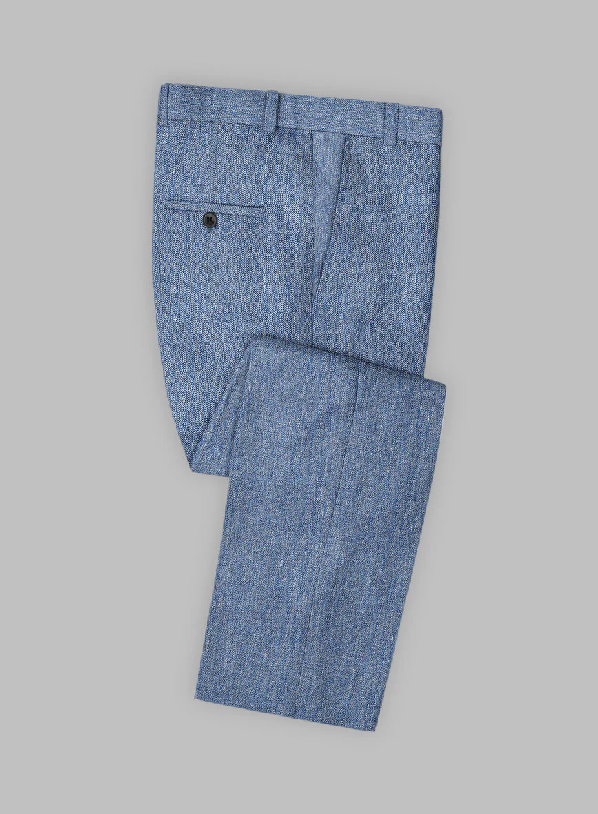 Solbiati Blue Herringbone Linen Suit - Image 5