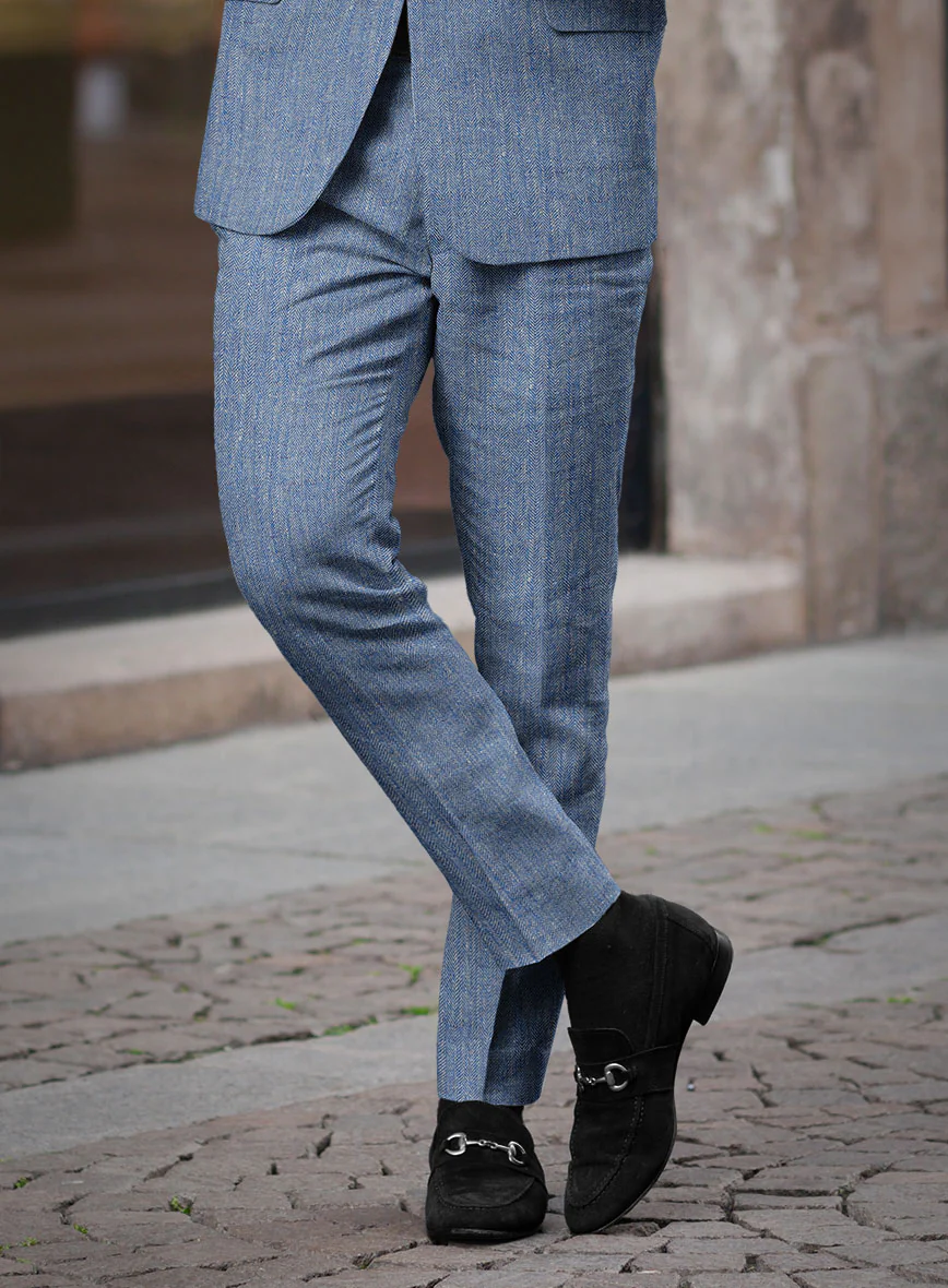 Solbiati Blue Herringbone Linen Suit - Image 6