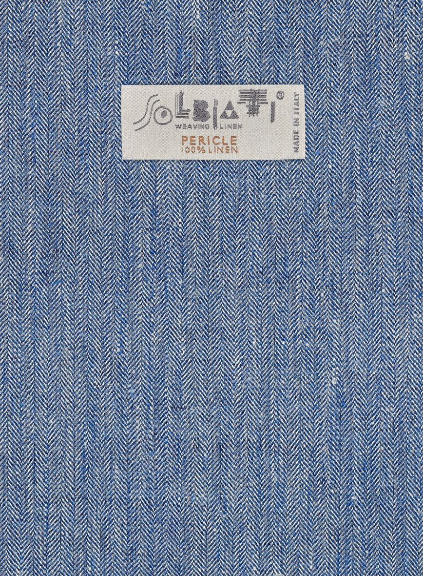 Solbiati Blue Herringbone Linen Suit - Image 7