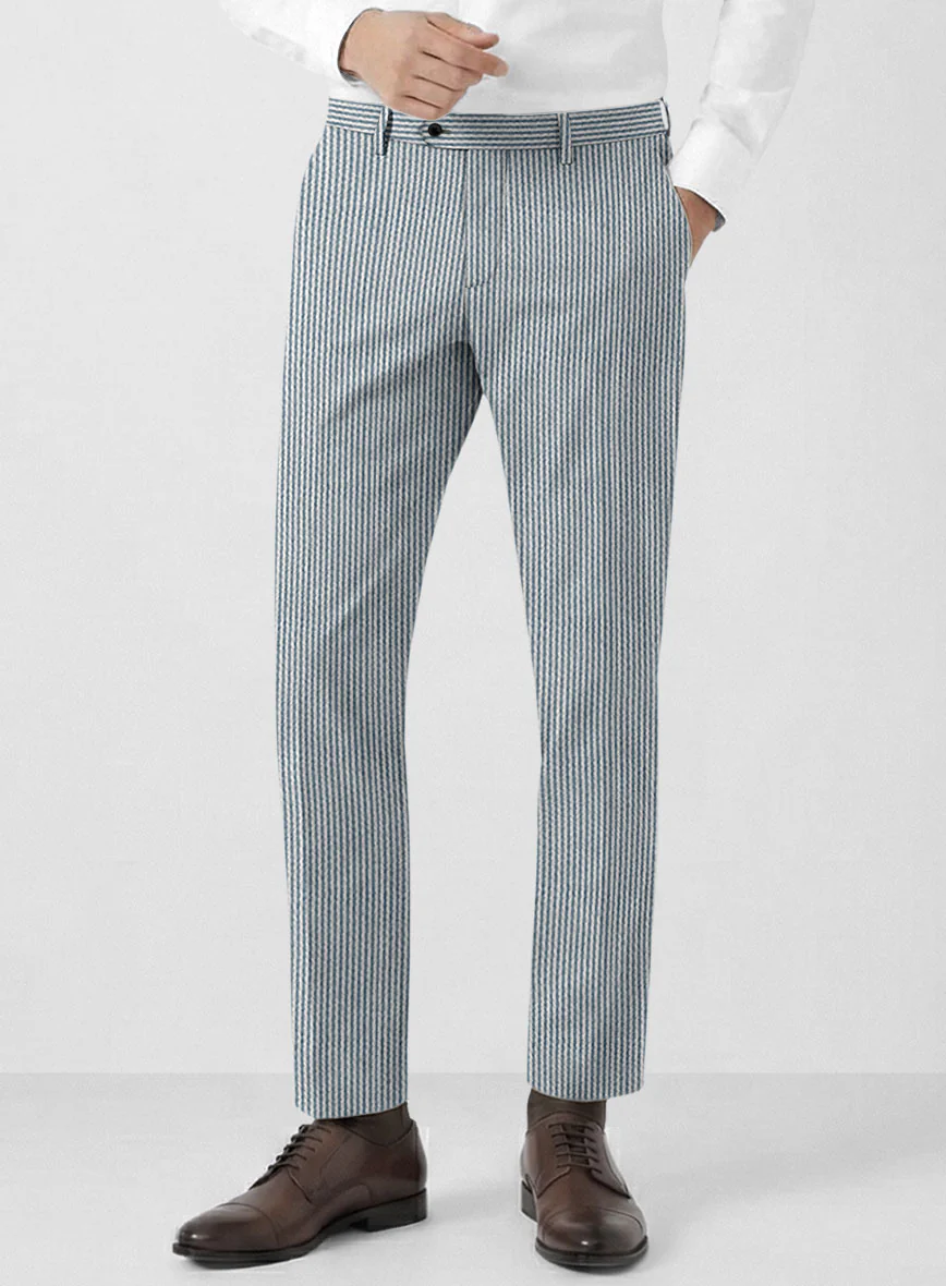 Solbiati Blue Seersucker Pants