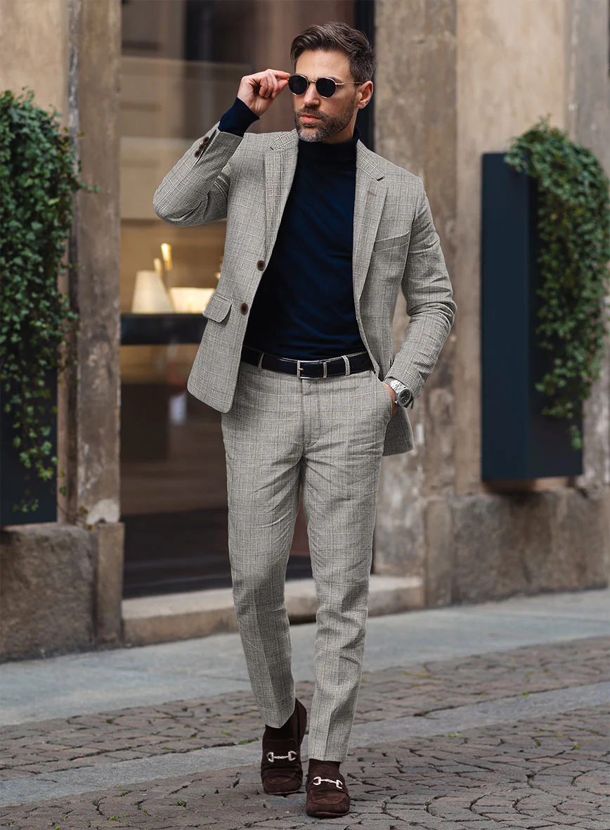 Solbiati Carre Brown Glen Linen Suit - Image 2