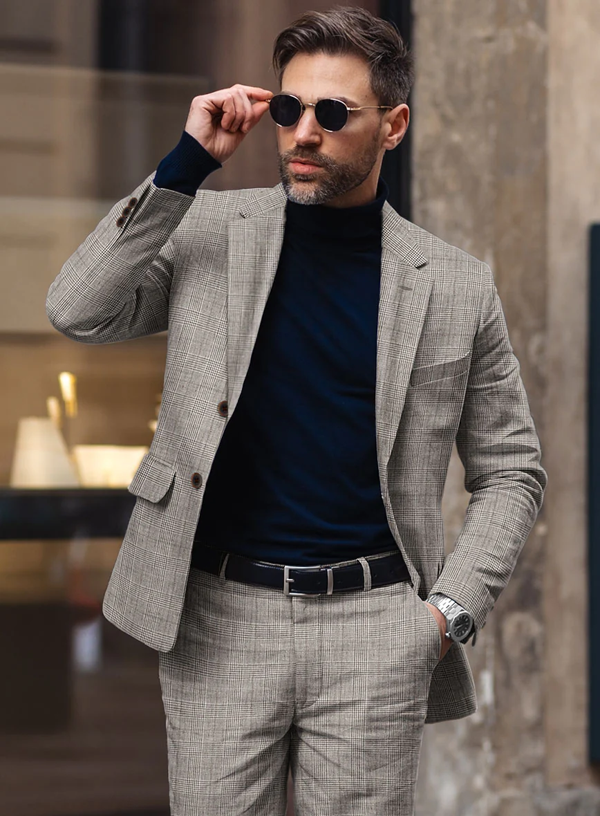Solbiati Carre Brown Glen Linen Suit - Image 4