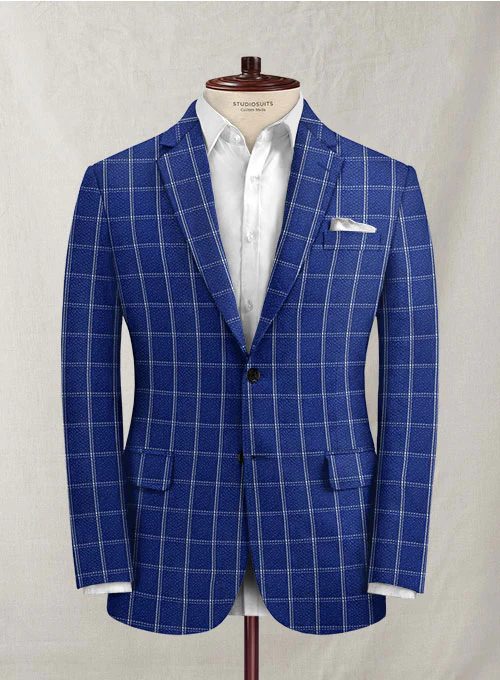 Solbiati Cobalt Blue Checks Seersucker Suit - Image 2