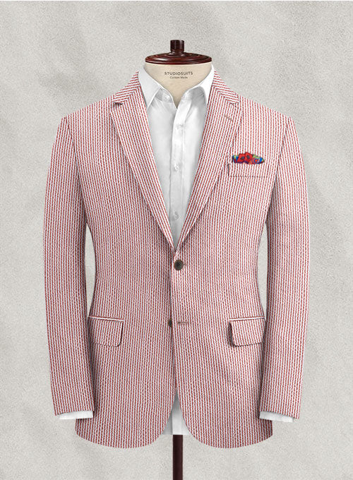 Solbiati Coral Red Seersucker Suit - Image 3