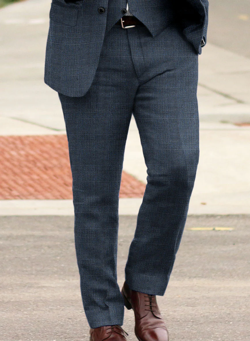 Solbiati Empire Blue Glen Linen Pants - Image 2