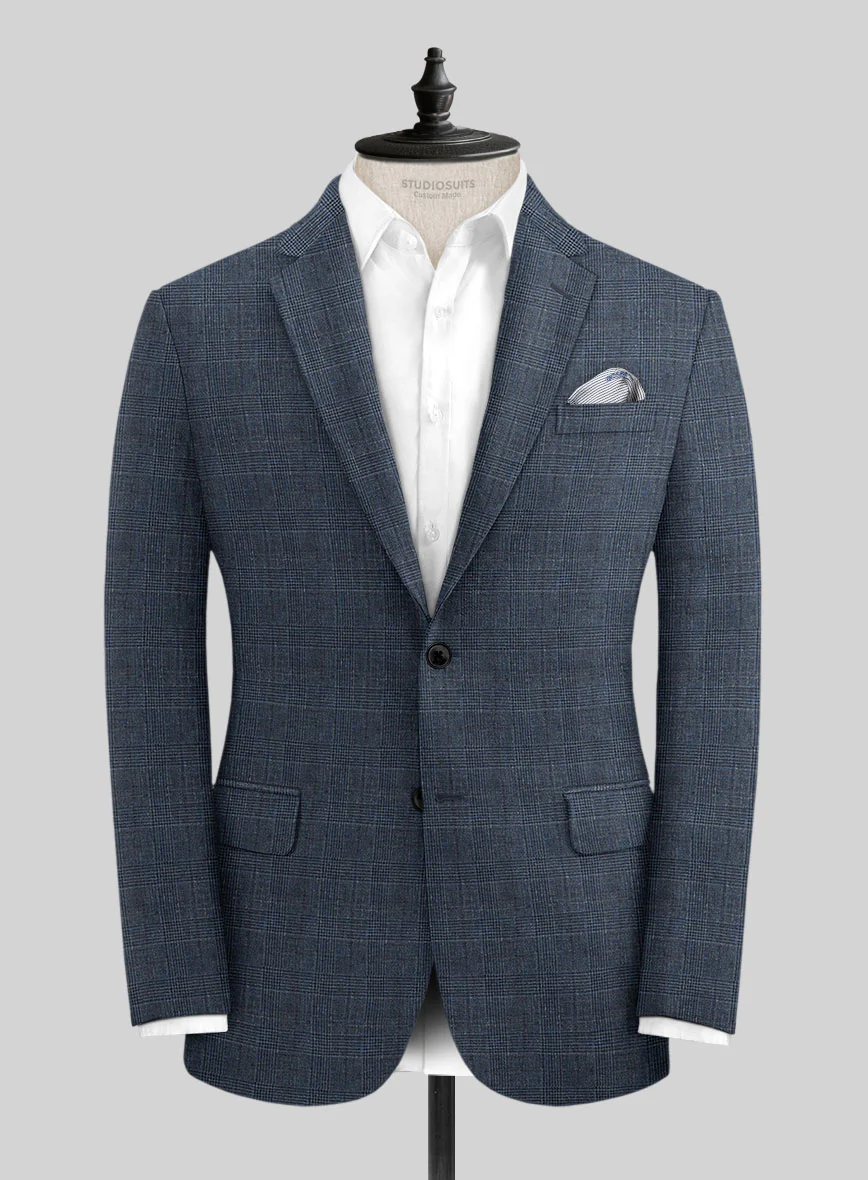 Solbiati Empire Blue Glen Linen Suit - Image 3