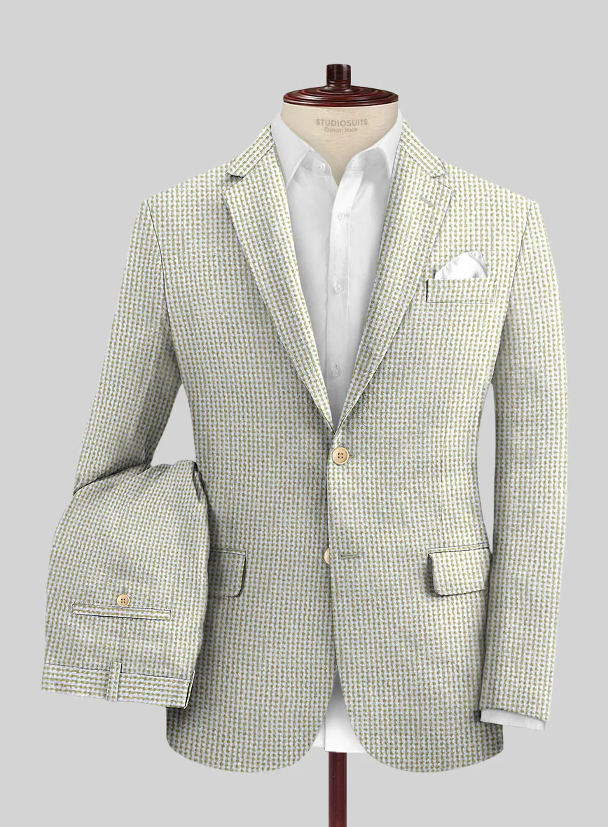 Solbiati Gingham Beige Seersucker Suit - Image 2