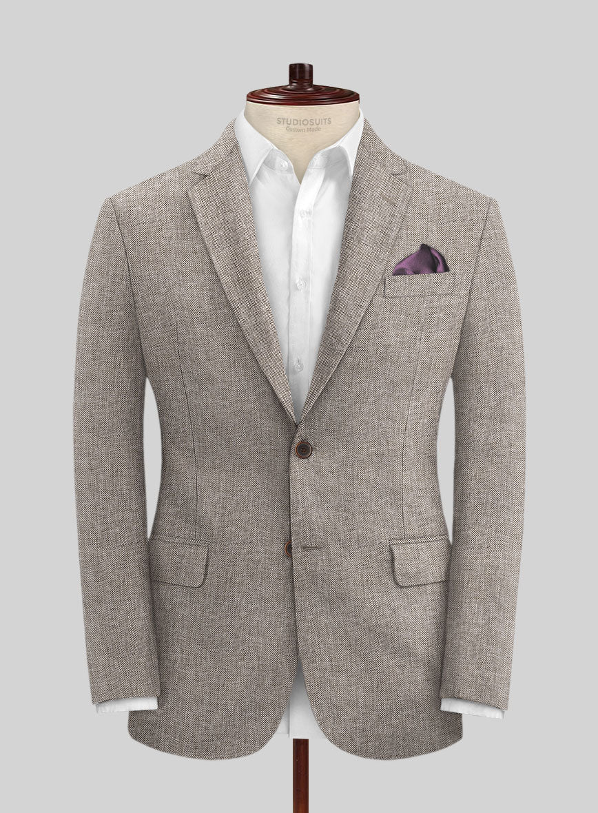 Solbiati Herringbone Brown Linen Jacket