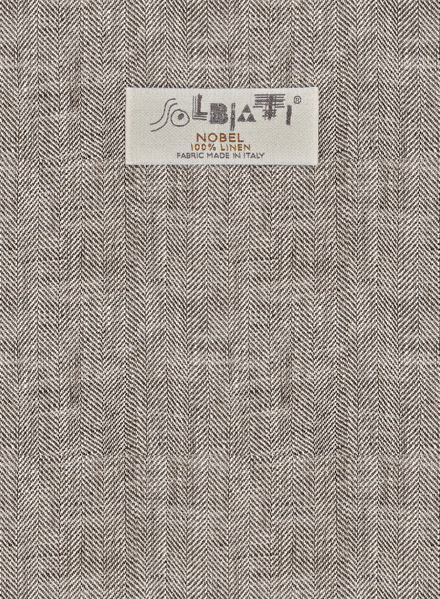 Solbiati Herringbone Brown Linen Pants - Image 3