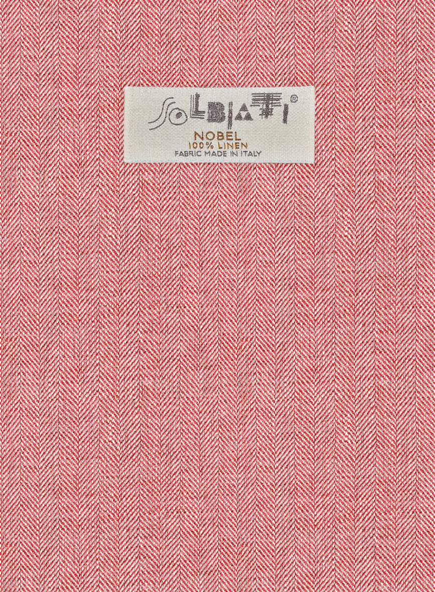 Solbiati Herringbone Coral Red Linen Suit - Image 6