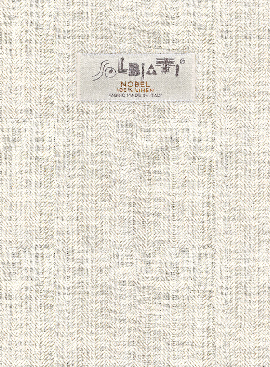 Solbiati Herringbone Fawn Linen Pants - Image 3