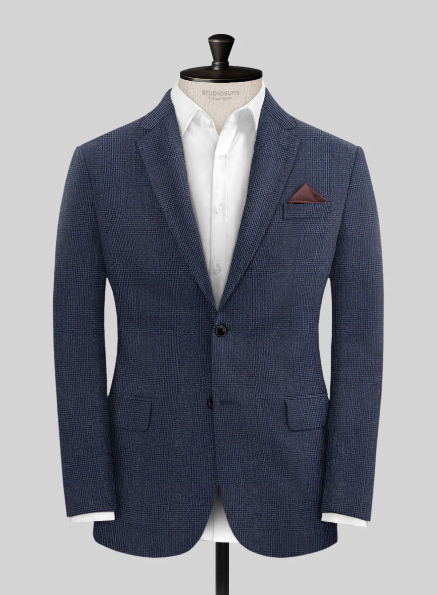 Solbiati Indigo Blue Check Linen Suit - Image 3
