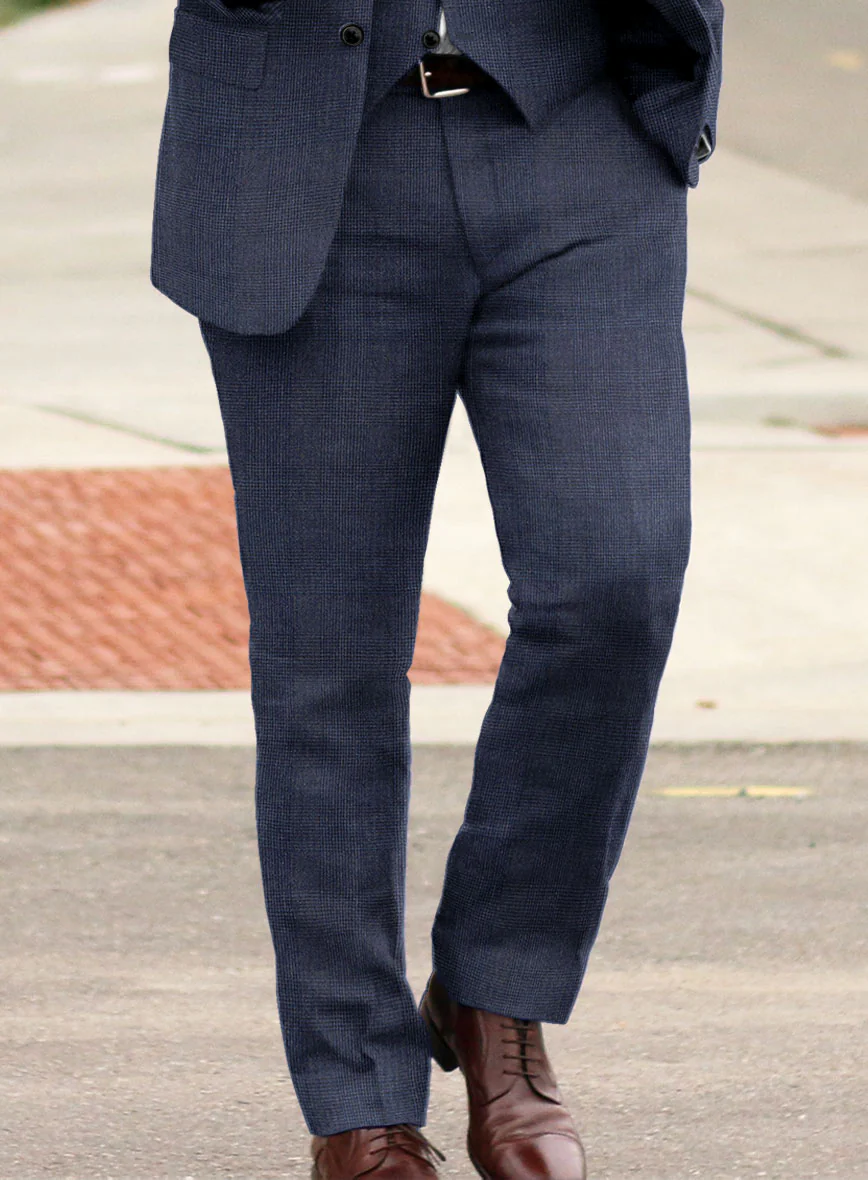 Solbiati Indigo Blue Check Linen Suit - Image 5