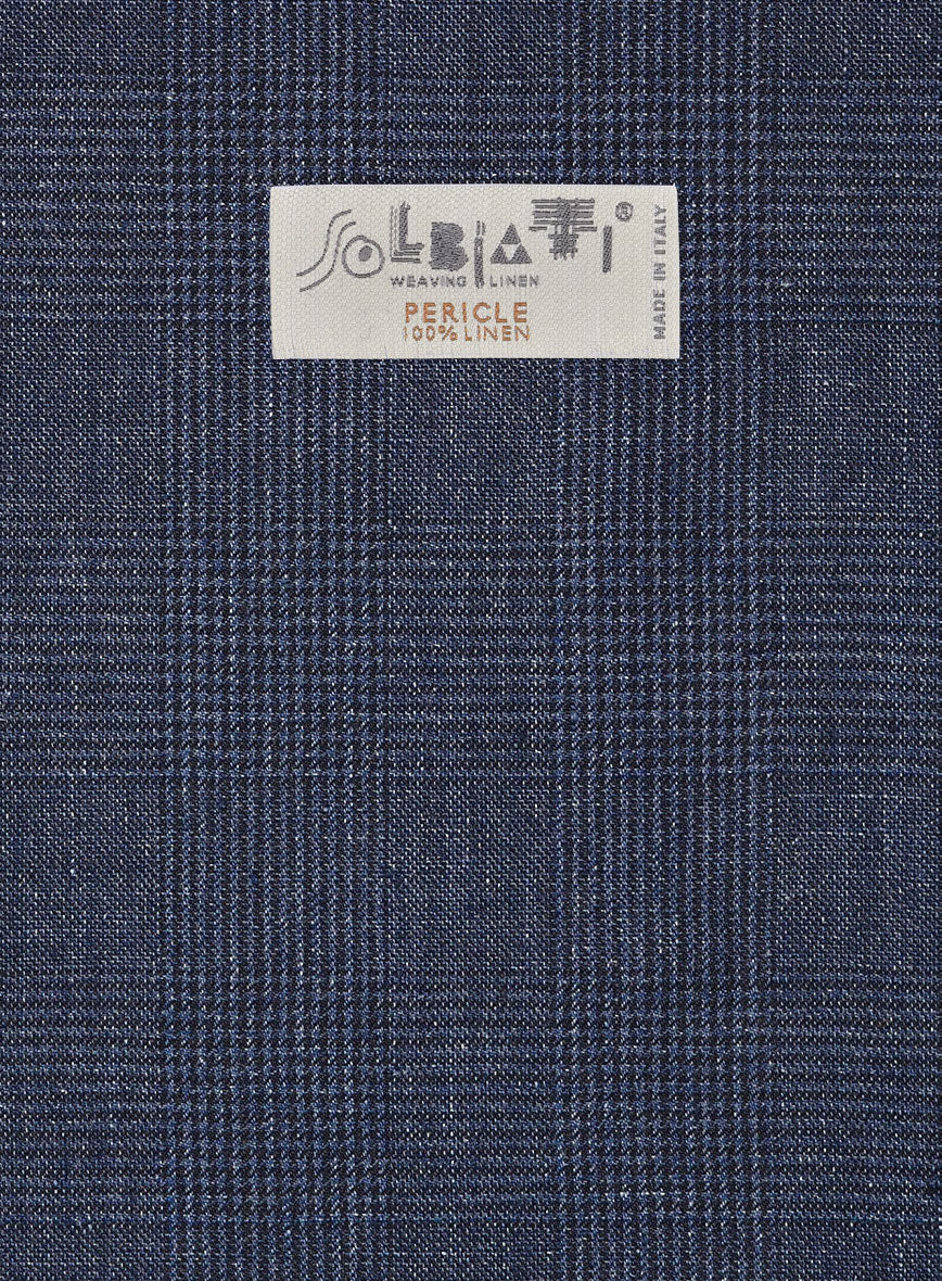 Solbiati Indigo Blue Check Linen Suit - Image 7