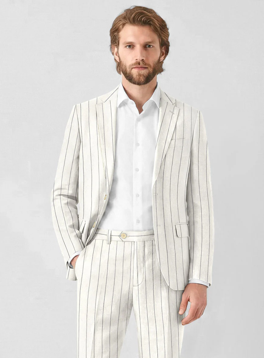 Solbiati Ivory Wide Stripe Linen Jacket - Image 2