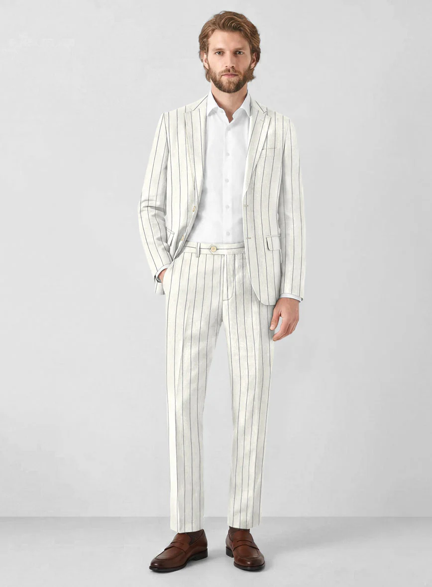 Solbiati Ivory Wide Stripe Linen Suit