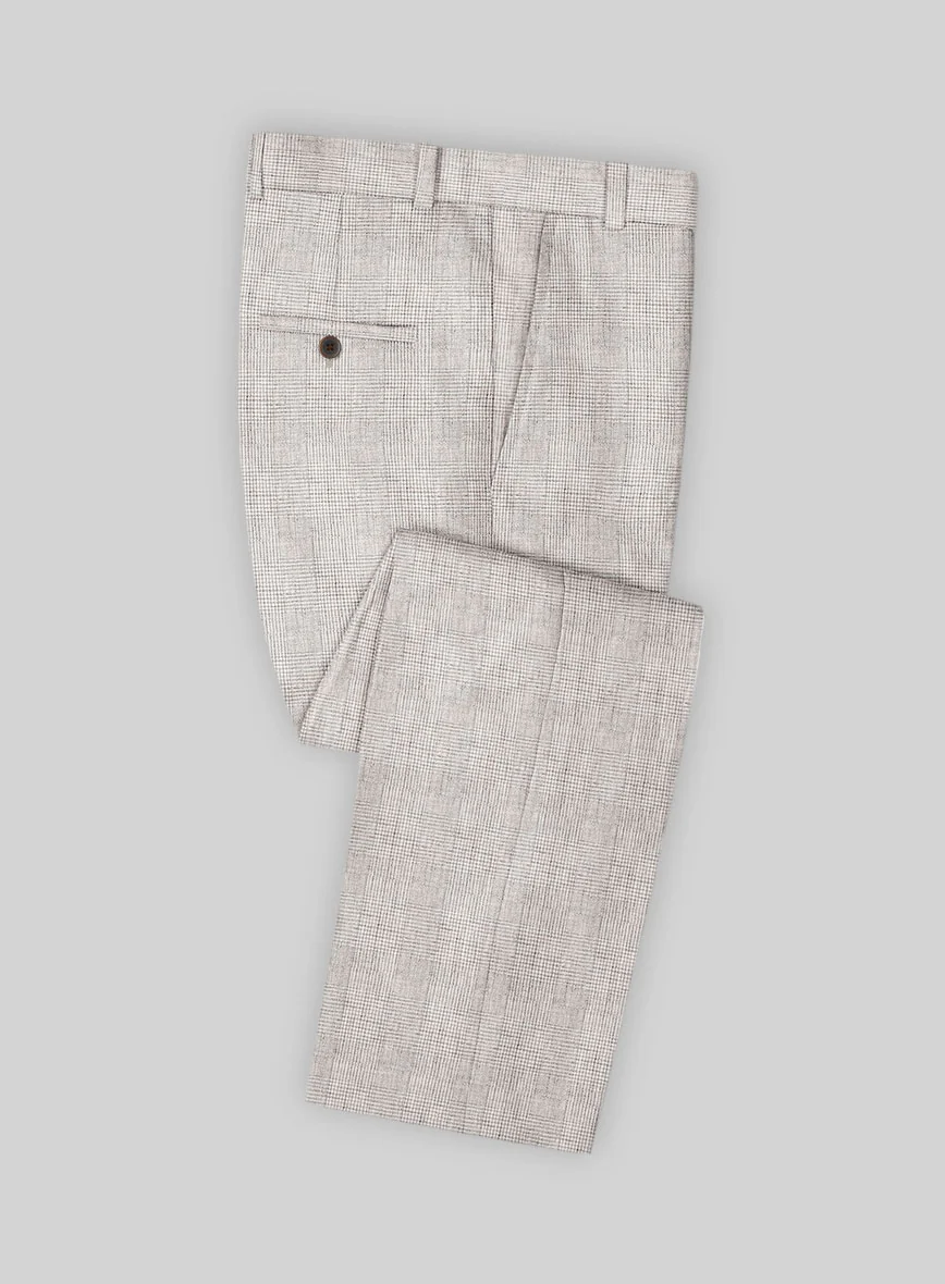 Solbiati Light Beige Check Linen Pants
