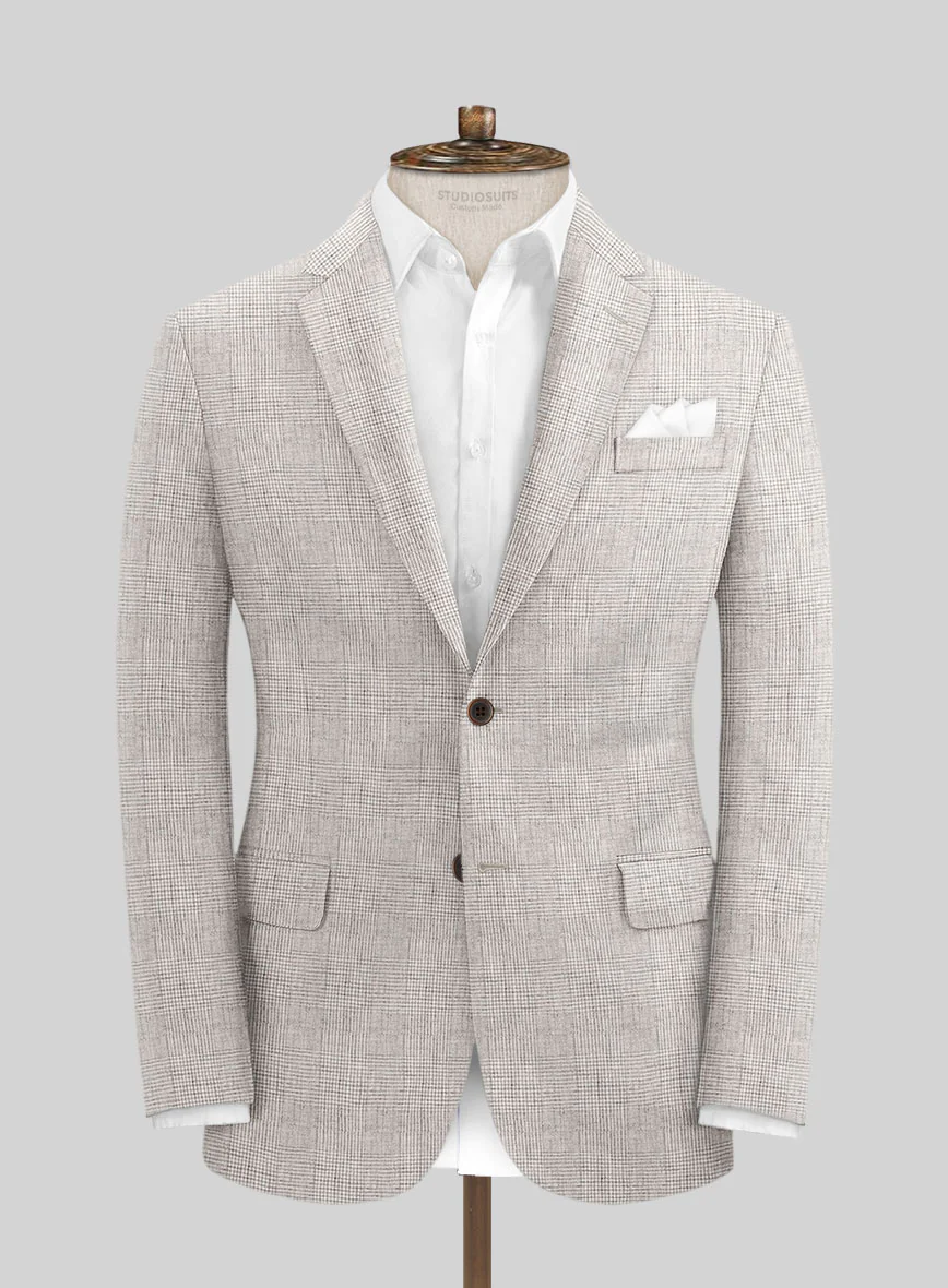 Solbiati Light Beige Check Linen Suit - Image 3