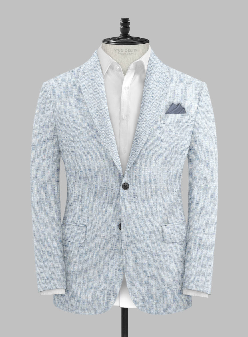 Solbiati Light Blue Herringbone Linen Suit - Image 3