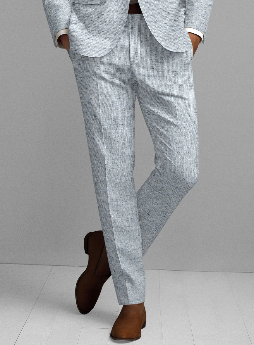 Solbiati Light Blue Herringbone Linen Suit - Image 6