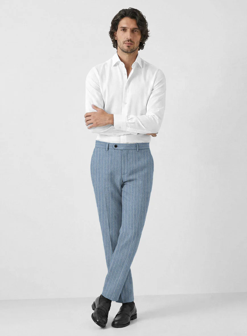 Solbiati Light Blue Stripe Linen Pants - Image 3