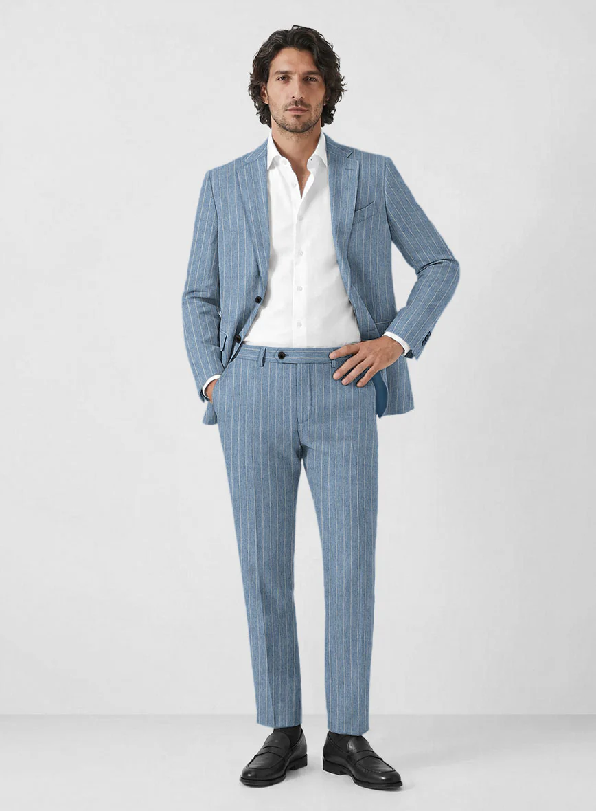 Solbiati Light Blue Stripe Linen Suit
