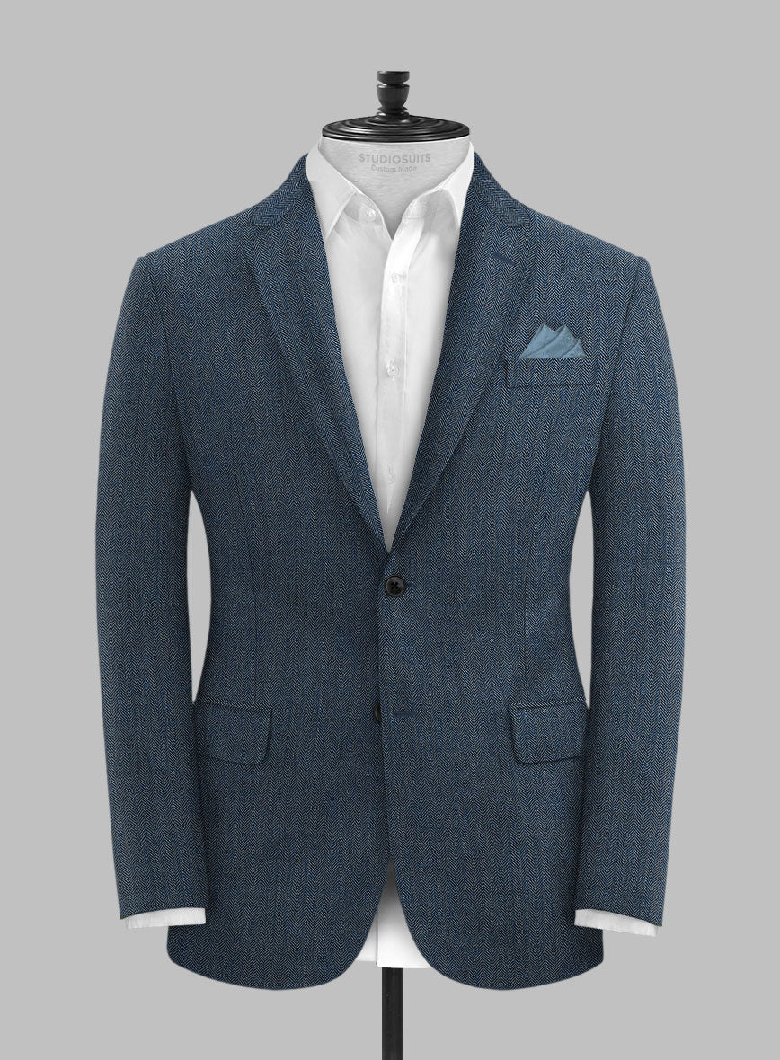 Solbiati Mid Blue Herringbone Linen Suit - Image 3