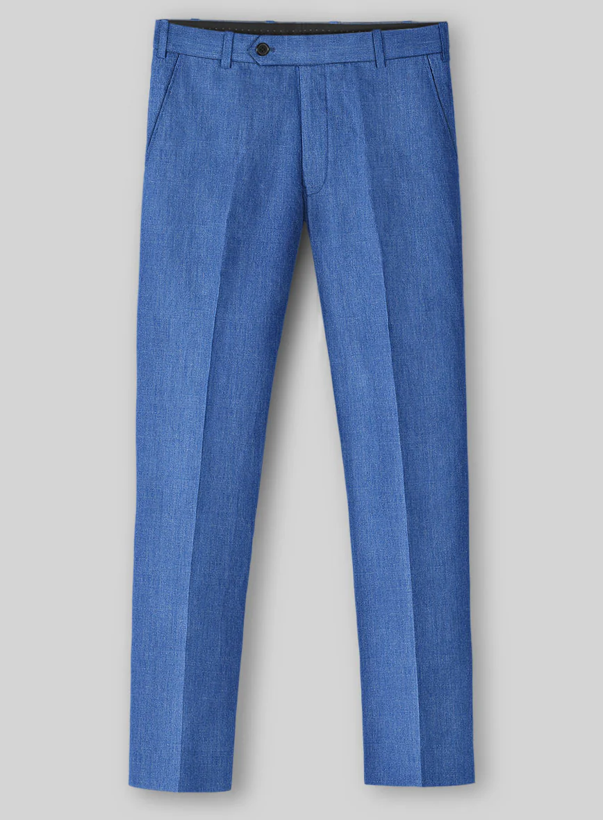 Solbiati Pericle Bright Blue Linen Pants - Image 2