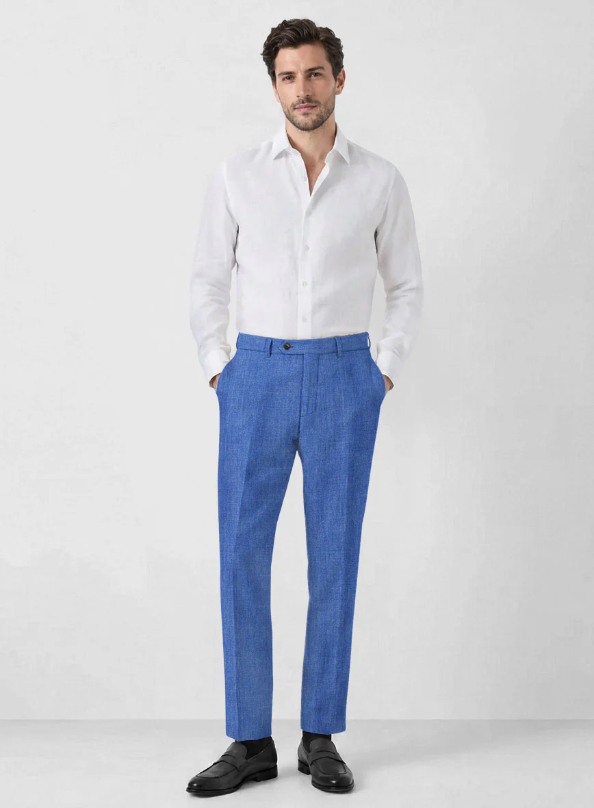 Solbiati Pericle Bright Blue Linen Pants - Image 3