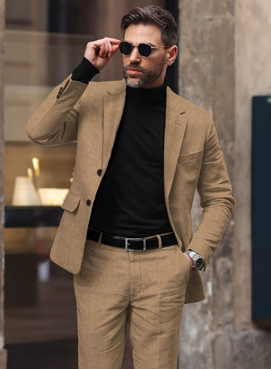 Solbiati Pericle Camel Brown Linen Jacket - Image 2