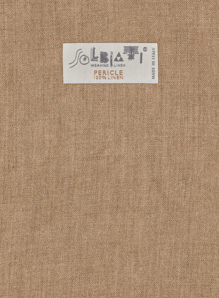 Solbiati Pericle Camel Brown Linen Pants - Image 3