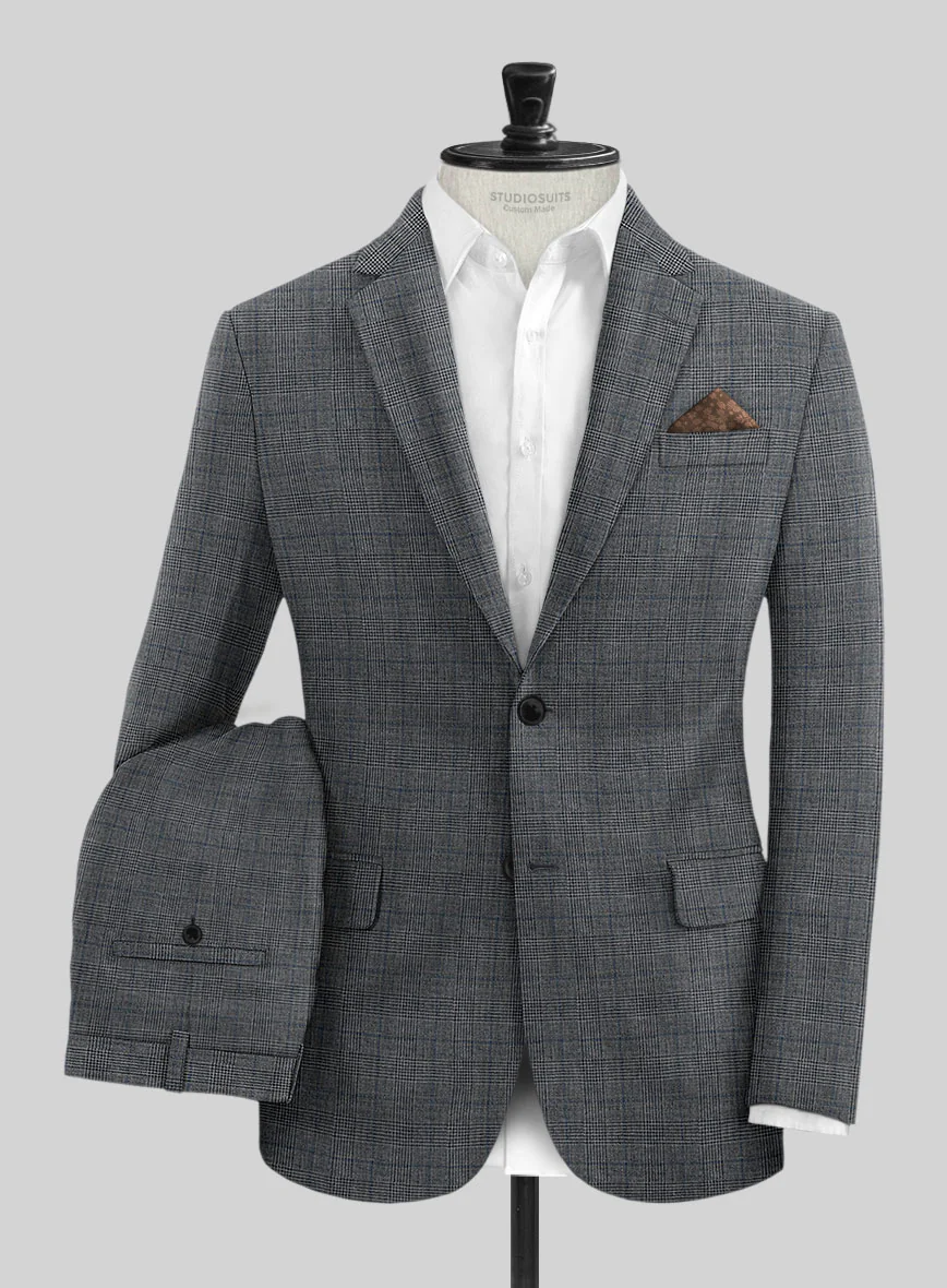 Solbiati Slate Blue Glen Linen Suit