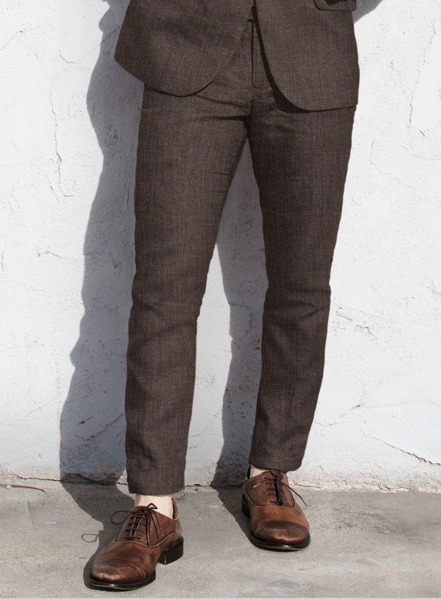 Solbiati Twill Brown Linen Pants - Image 2