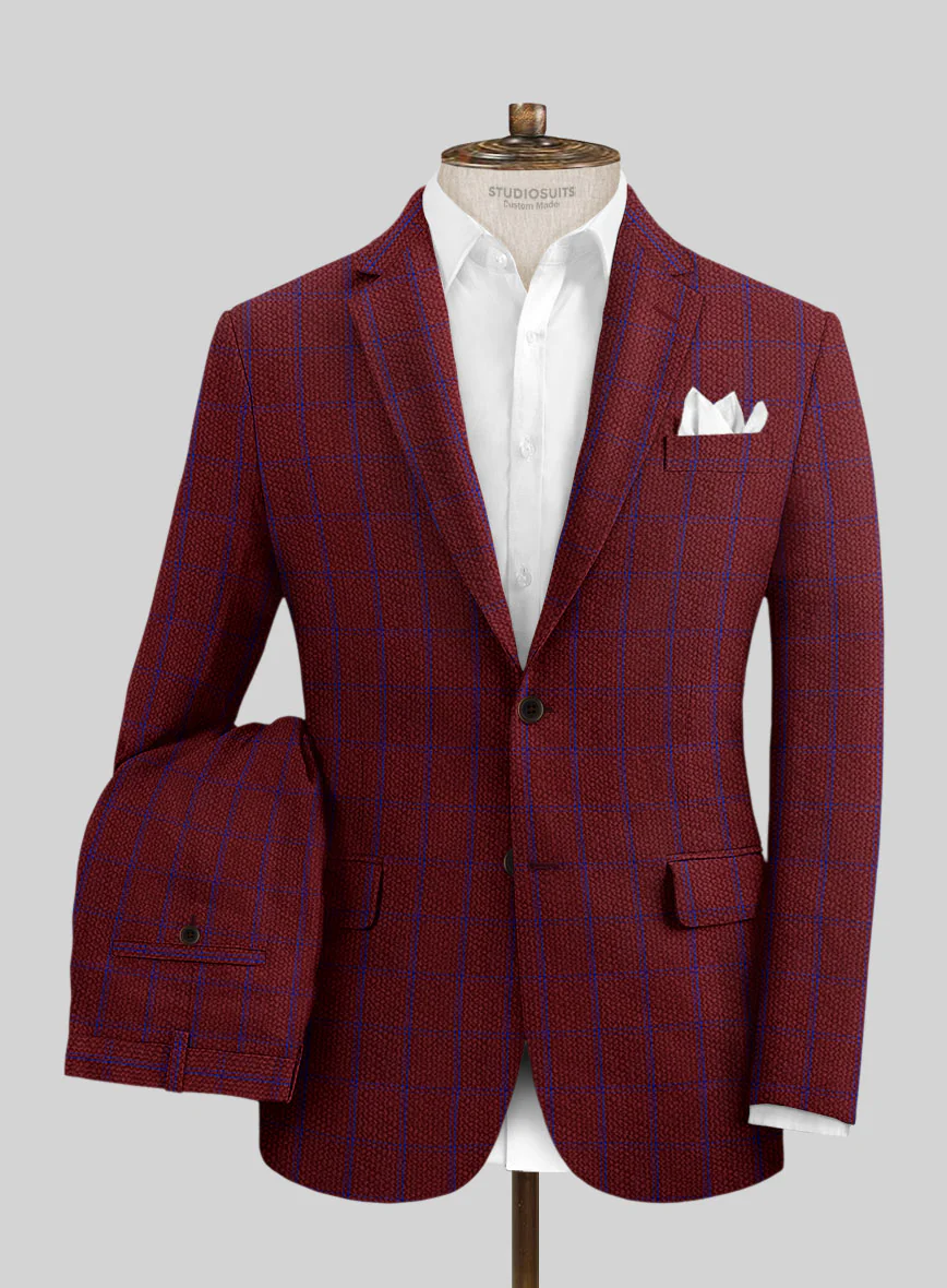 Solbiati Wine Checks Seersucker Suit - Image 2